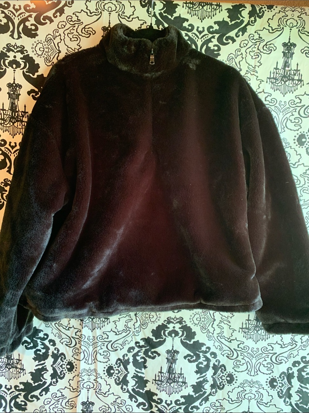 A New Day Faux Fur Plush Half-Zip Pullover Jacket